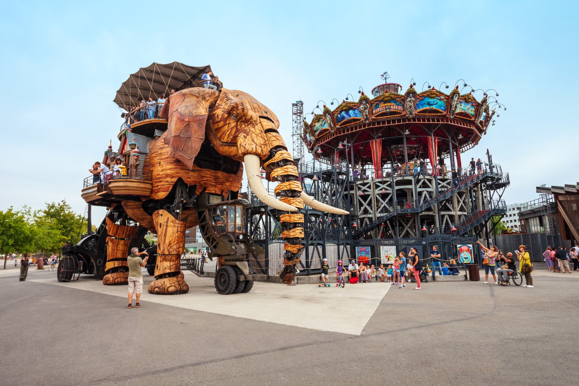 NANTES, FRANCE - SEPTEMBER 16, 2018: Machines of the Isle of Nantes is a artistic, touristic and cultural project based in Nantes, France